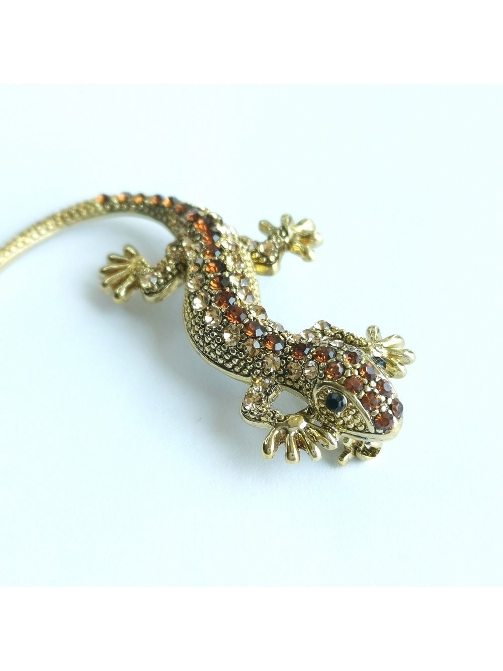 Gold and Crystal Lizard Brooch Pin NWT